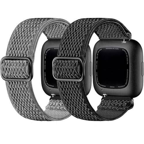 Fitbit Versa 2 Bandasi bilan mos keladigan 2 ta Elastik Tasma, Ayollar va Erkaklar uchun, Versa/Versa 2/Versa Lite/SE Aqlli Soat Bilaguzuk uchun Yumshoq Sozlanishi Naylon Nafas Oladigan Almashtirish Tasmasi - 1