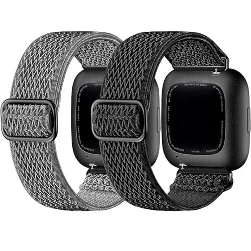 Fitbit Versa 2 Bilekliğiyle Uyumlu 2'li Elastik Bant, Kadın ve Erkekler İçin, Versa/Versa 2/Versa Lite/SE Akıllı Saat Bilekliği İçin Yumuşak Ayarlanabilir Naylon Nefes Alabilen Yedek Bant - 1