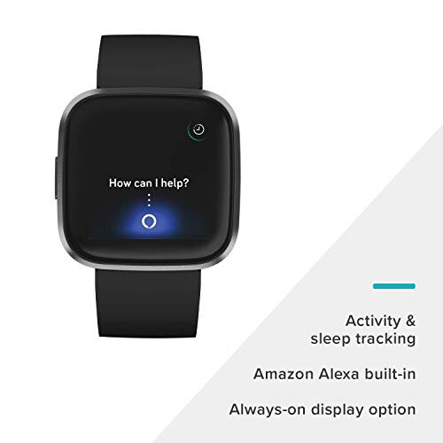 Fitbit Versa 2 Sog'liqni saqlash va Fitness Smartwatch, Yurak urish tezligi, Musiqa, Alexa O'rnatilgan, Uyqu va Suzuvchi Kuzatuv, Qora/Karbon, Bitta O'lcham (S va L Tasmalar Kirilgan) (Qayta tiklangan) - 2