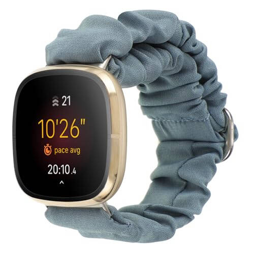 Fitbit Versa 3/Versa 4/Sense/Sense 2 Bandlariga mos keladigan sozlanadigan skrunchies bantlar ayollar uchun, cho'ziluvchan bilak, qulay elastik skrunchies aqlli soat bandasi yumshoq mato to'qima qayishi - 2