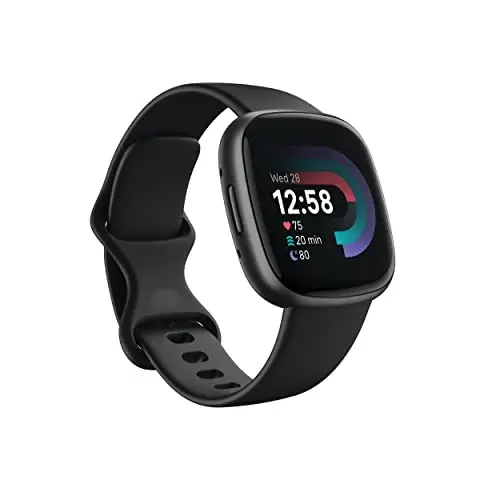 Fitbit Versa 4 Fitness Smartwatch kunlik tayyorlik, GPS, 24/7 yurak urishi, 40+ mashq rejimi, uyquni kuzatish va boshqalar bilan, qora/grafit, bir o'lcham (S & L tasmalar kiritilgan) - 1
