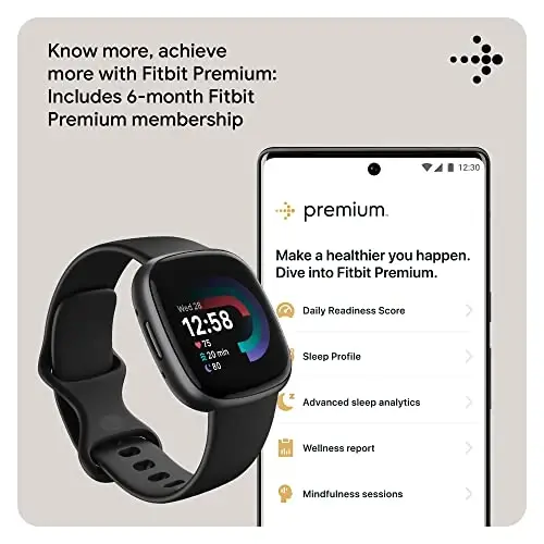 Fitbit Versa 4 Fitness Smartwatch kunlik tayyorlik, GPS, 24/7 yurak urishi, 40+ mashq rejimi, uyquni kuzatish va boshqalar bilan, qora/grafit, bir o'lcham (S & L tasmalar kiritilgan) - 5