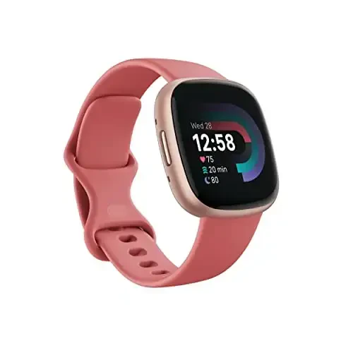Fitbit Versa 4 Fitness Smartwatch with Daily Readiness, GPS, 24/7 Heart Rate, 40+ Exercise Modes, Sleep Tracking and more, Pink Sand/Copper Rose, One Size (S & L Bands Included) - FITBIT