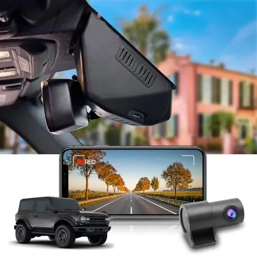 Fitcamx 2160P+Orqa 1080P Videoregistrator Ford Bronco & Rapor 2021-2024 uchun (Bronco Sport uchun emas) HD2-14873, OEM Ko'rinish, Dual HD Video, WiFi va ILOVA, Tsiklik Yozuv, G-Sensor, Oson Foydalanish, 128GB Karta 