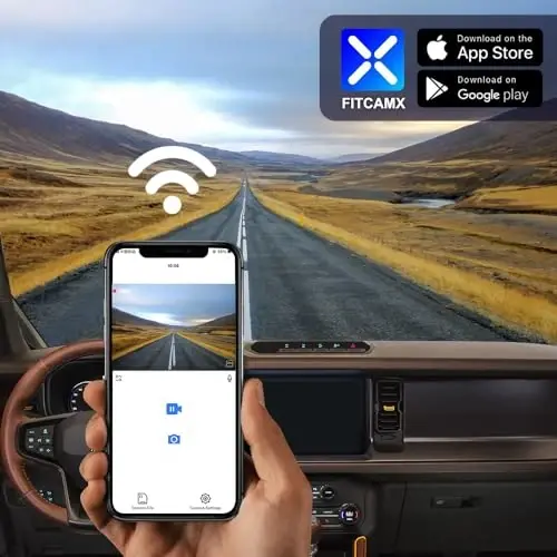 Fitcamx 2160P+Задняя 1080P камера для Ford Bronco & Rapor 2021-2024 (Не для Bronco Sport) HD2-14873, OEM стиль, Двойное HD видео, WiFi и APP, Циклическая запись, G-сенсор, Карта 128ГБ - 6