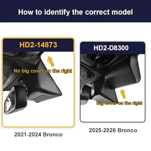 Fitcamx Front 2K+Rear 1080P Dash Cam for 2021-2024 Ford Bronco & Rapor (Not for Bronco Sport) HD2-14873, OEM Style, Dual HD Video, WiFi & APP, Loop Recording, G-Sensor, Easy to Set, 64GB Card - 4