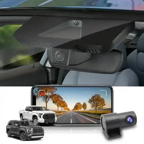 Fitcamx Front 2K+Rear 1080P Dash Cam Toyota Tundra 2022-2026 Hybrid & Sequoia 2023-2026 (Gen3) uchun moslashadi, OEM Style, Dual HD Video, WiFi & APP, Loop Recording, G-Sensor, o'rnatish oson, 64GB Card - 3