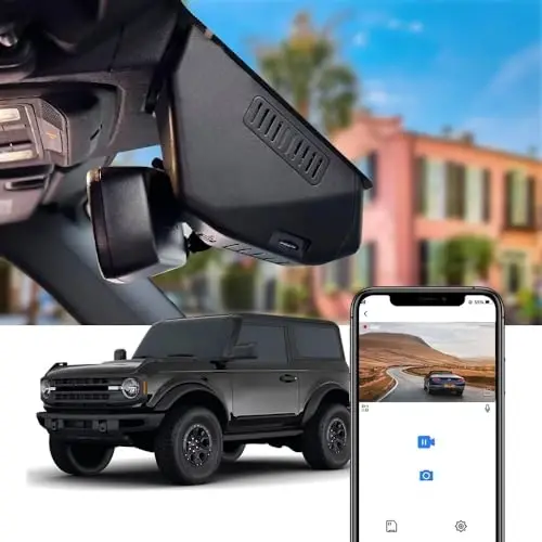 Fitcamx Front 2K+Rear 1080P Dash Cam for 2021-2024 Ford Bronco & Rapor (Not for Bronco Sport) HD2-14873, OEM Style, Dual HD Video, WiFi & APP, Loop Recording, G-Sensor, Easy to Set, 64GB Card - FITCAMX
