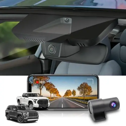Fitcamx Front 4K+Rear 1080P Dash Cam Adapts for Toyota Tundra 2022-2026 Hybrid & Sequoia 2023-2026 (Gen3), OEM Look, 2 Way HD Video, WiFi & APP, Loop Recording, G-Sensor, Easy to Use, 128GB Card - 3