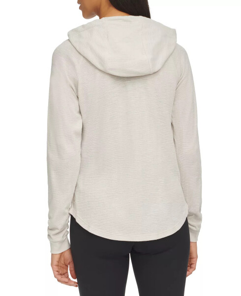 Fitilli Kollu Fermuarlı Kapüşonlu Sweatshirt, XS-3X Porçini - 2