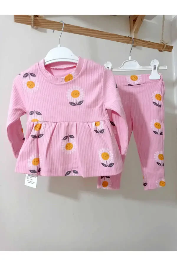 Fitilli Papatya Desenli Bebek Takım-pembe - 2