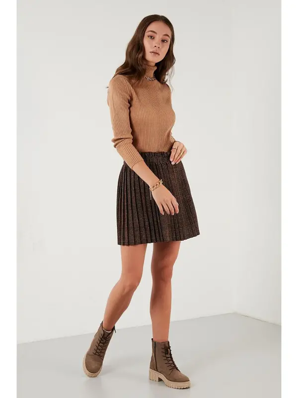 Fitilli Regular Fit Balıkchi Yaka Soft Akrilik Kazak 4614102-Kahverangi - 4