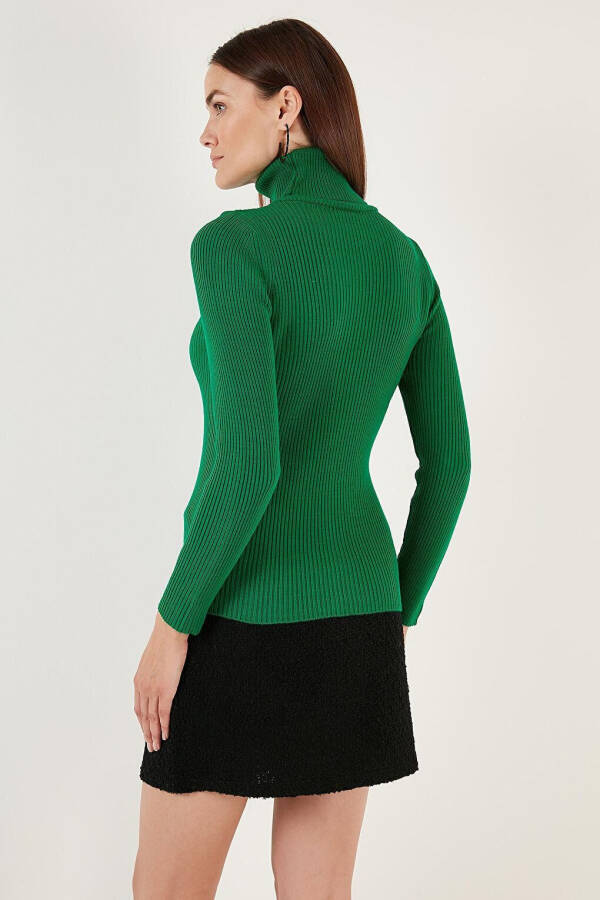 Yeşil Fitilli Regular Fit Balıkçı Yaka Soft Akrilik Kazak 4614102-Yeşil - 28