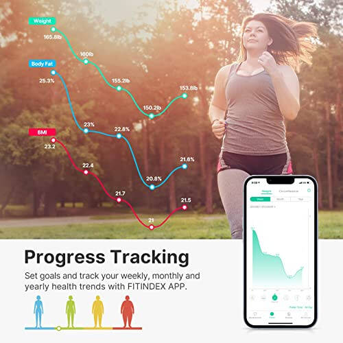 FITINDEX Akıllı Vücut Ağırlığı Tartısı, FSA HSA Uygun Dijital Banyo Tartısı, BKI, Vücut Yağı, Kas Kütlesi, 13 Vücut Bileşimi, Bluetooth Tartısı, 400lb - Beyaz - 3