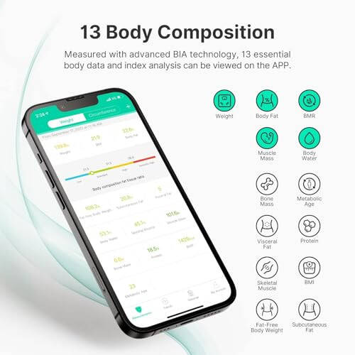 FITINDEX Akıllı Vücut Ağırlığı Tartısı, FSA HSA Uygun Dijital Banyo Tartısı, BKI, Vücut Yağı, Kas Kütlesi, 13 Vücut Bileşimi, Bluetooth Tartısı, 400lb - Beyaz - 5