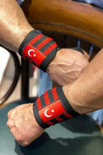 Fıtness Ağırlık Bilekliği Bilek Koruyucu Wrıst Wraps - KIRMIZI SİYAH 3 - 4