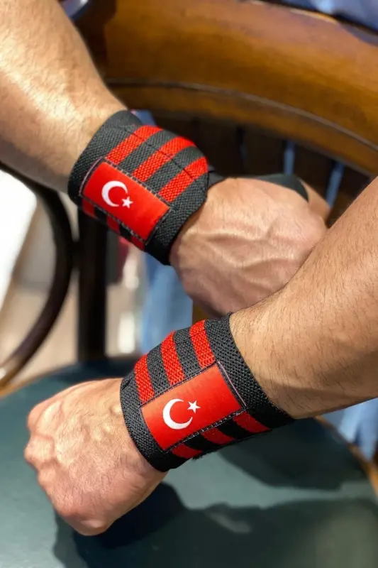 Fıtness Ağırlık Bilekliği Bilek Koruyucu Wrıst Wraps - KIRMIZI SİYAH 3 - 4