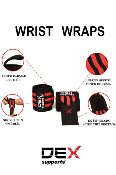 Fitness Bilek Sargısı , Wrist Wraps , Spor Bileklik 2’li Paket - 6