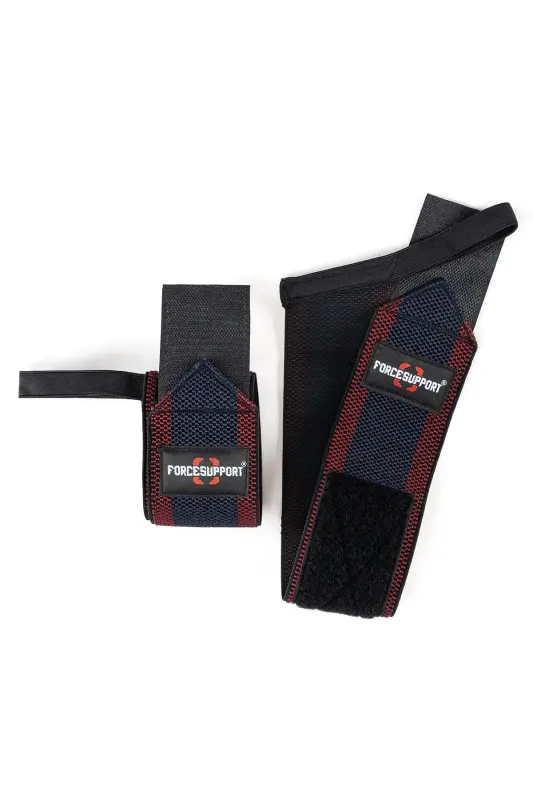 Fitness Crossfit Body Weight Support Wristband Claret Red-Navy Blue (2 PCS)-CLARET - 7