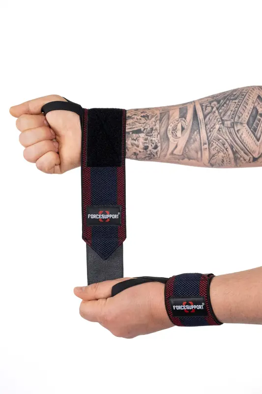 Fitness Crossfit Body Weight Support Wristband Claret Red-Navy Blue (2 PCS)-CLARET - 2