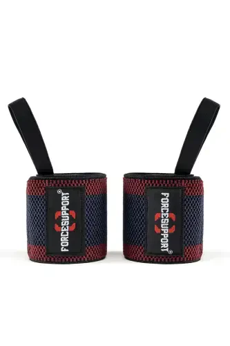 Fitness Crossfit Body Weight Support Wristband Claret Red-Navy Blue (2 PCS)-CLARET - FORCE SUPPORTS (1)