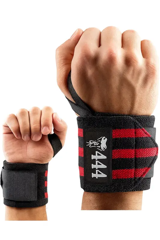 Fitness Crossfit Pro Ağırlık Bilekliği Wrist Wraps Fitness Bilekliği Bilek Koruyucu Destek Bilekliği - Kırmızı Siyah - 7