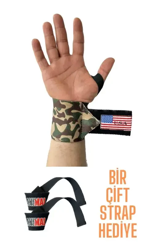 Fıtness Pro Ağırlık Bilekliği Bilek Koruyucu Wrıst Wraps-KAMUFLAJ - 1