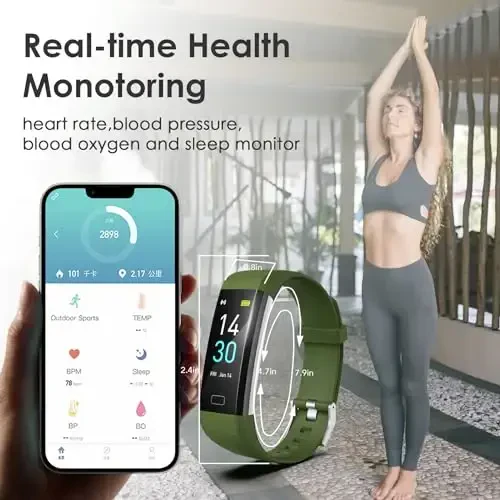 Fitness Tracker erkaklar va ayollar uchun, Fitness Watch suv o'tkazmaydigan faollik kuzatuvchi va uyqu monitori bilan, Android va iOS telefonlar uchun aqlli soat (Zaytun)... - 5