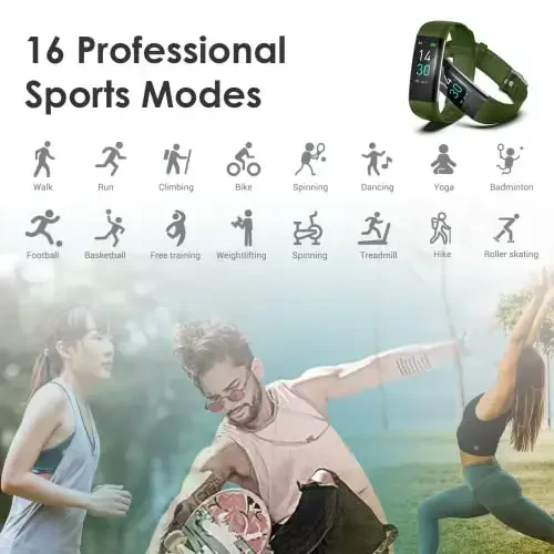 Fitness Tracker for Men and Women,Fitness Watch Waterproof with Activity Tracker and Sleep Monitor,Smart Watch for Android and iOS Phones (Olive) - 4