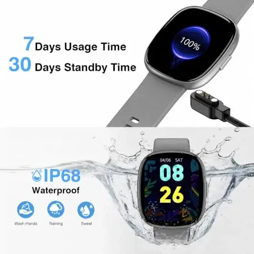 Fitness Tracker Watch with Heart Rate, Activity Tracker, Pedometer Watch | Step Counter, Heart Rate Monitor, Sleep Monitor, Alarm Clock, Stopwatch, Fitness Tracker, IP68 Waterproof Smart Watches - 3