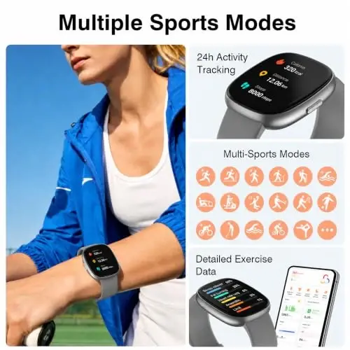 Fitness Tracker Watch with Heart Rate, Activity Tracker, Pedometer Watch | Step Counter, Heart Rate Monitor, Sleep Monitor, Alarm Clock, Stopwatch, Fitness Tracker, IP68 Waterproof Smart Watches - 4
