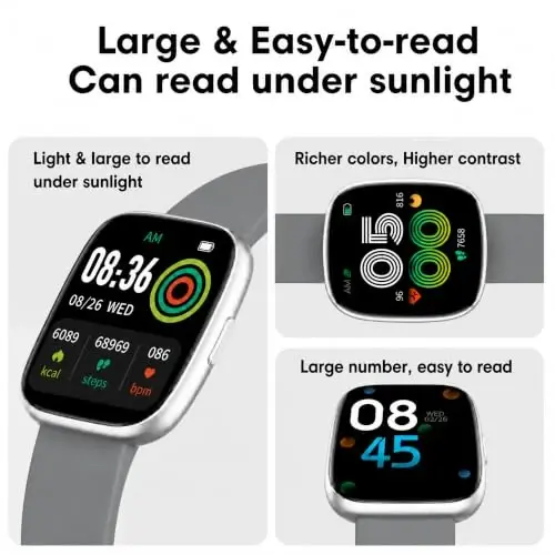Fitness Tracker Watch with Heart Rate, Activity Tracker, Pedometer Watch | Step Counter, Heart Rate Monitor, Sleep Monitor, Alarm Clock, Stopwatch, Fitness Tracker, IP68 Waterproof Smart Watches - 5