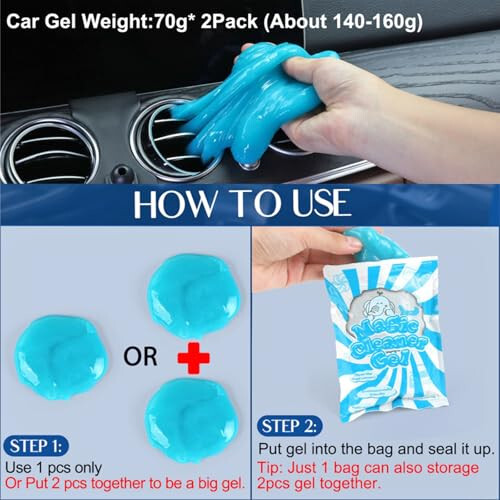 Fitosy Car Interior Duster Detail Brush Cleaning Gel Kit, Soft Dash Vent Dusting Slime Putty Detailing Brushes Accessories Essentials Supplies Tools for Auto,Truck,SUV,RV - Fitosy