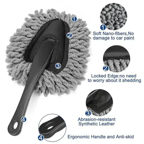 Fitosy Car Interior Duster Detail Brush Cleaning Gel Kit, Soft Dash Vent Dusting Slime Putty Detailing Brushes Accessories Essentials Supplies Tools for Auto,Truck,SUV,RV - 2