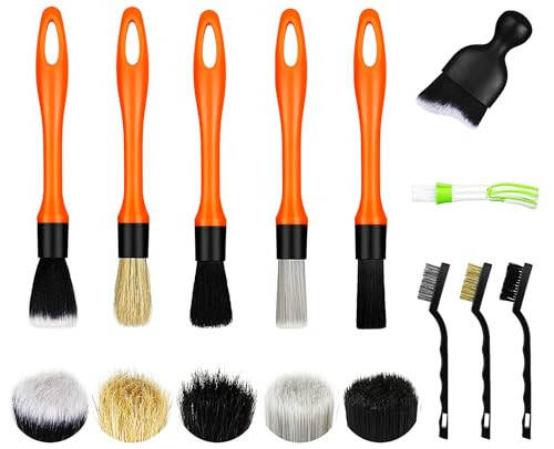 Fitosy Car Detailing Brush Set, Soft Boar Hair Auto Detailing Cleaning Kit, Perfect for Automotive Car Duster,Wheels,Dashboard,Interior,Exterior,Leather,Air Vents,Engines (10 Brush Set) - 1