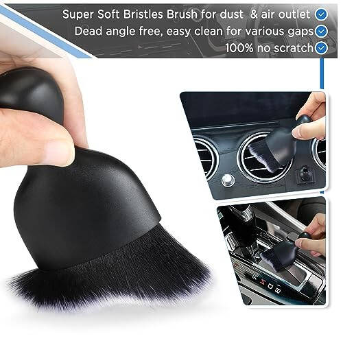 Fitosy Car Detailing Brush Set, Soft Boar Hair Auto Detailing Cleaning Kit, Perfect for Automotive Car Duster,Wheels,Dashboard,Interior,Exterior,Leather,Air Vents,Engines (10 Brush Set) - 5