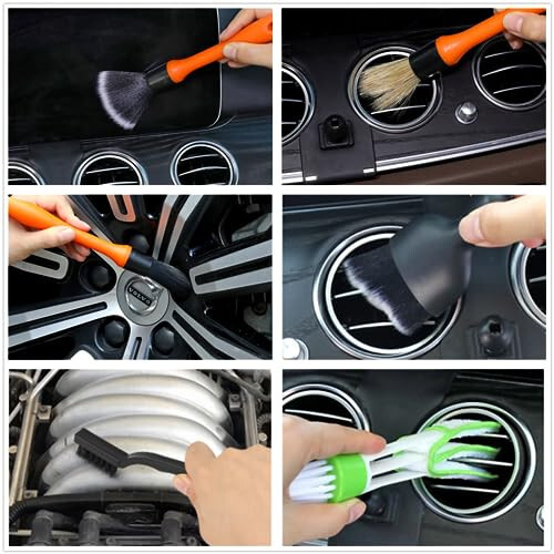 Fitosy Car Detailing Brush Set, Soft Boar Hair Auto Detailing Cleaning Kit, Perfect for Automotive Car Duster,Wheels,Dashboard,Interior,Exterior,Leather,Air Vents,Engines (10 Brush Set) - 7