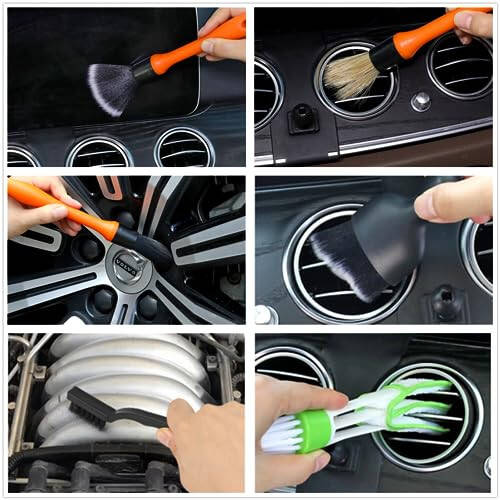 Fitosy Car Detailing Brush Set, Soft Boar Hair Auto Detailing Cleaning Kit, Perfect for Automotive Car Duster,Wheels,Dashboard,Interior,Exterior,Leather,Air Vents,Engines (10 Brush Set) - 7