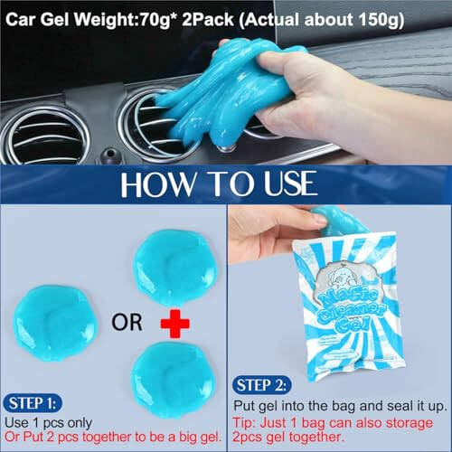 Fitosy Car Interior Detailing Duster Brush Cleaning Gel Kit, Soft Dash Vent Dusting Car Slime Putty Detail Brushes Cleaner Accessories Essentials Supplies Tools for Auto, Truck, SUV, RV - 1