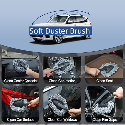 Fitosy Car Interior Duster Detail Brush Cleaning Gel Kit, Soft Dash Vent Dusting Car Slime Putty Detailing Brushes Accessories Essentials Supplies Tools for Auto,Truck,SUV,RV - 4