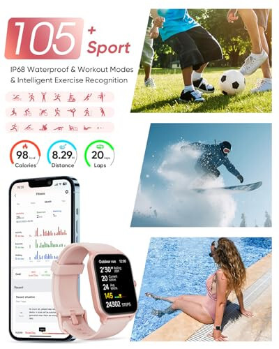 Fitpolo Akıllı Saat Kadınlar İçin Android & iPhone, Alexa Yerleşik [1.8