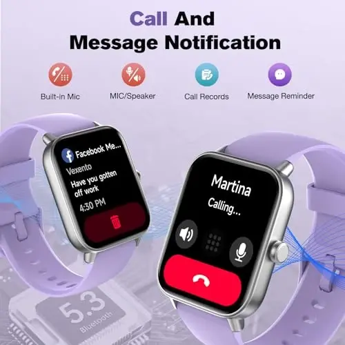 Fitpolo ayollar uchun aqlli soat, 1,8 dyuymli sensorli ekran, Bluetooth qo‘ng‘irog‘i, Alexa o‘rnatilgan, 24/7 yurak urishi, SpO2 monitori, qadam hisoblash, uyquni kuzatish, Android iPhone uchun IP68 suv o‘tkazmaydigan fitnes-treker soati - 3