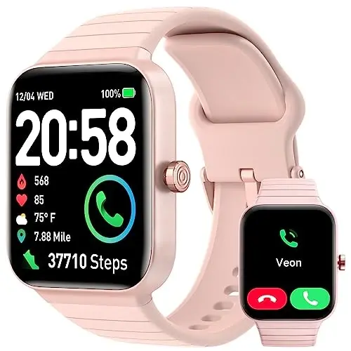 Fitpolo ayollar uchun aqlli soat, 1,8 dyuymli sensorli ekran, Bluetooth qoʻngʻirogʻi, Alexa oʻrnatilgan, 24/7 yurak urishi, SpO2 monitori, qadamlarni hisoblash, uyquni kuzatish, Android iPhone uchun IP68 suv oʻtkazmaydigan fitnes treker soati - 1