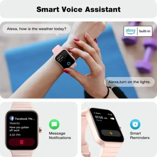 Fitpolo ayollar uchun aqlli soat, 1,8 dyuymli sensorli ekran, Bluetooth qoʻngʻirogʻi, Alexa oʻrnatilgan, 24/7 yurak urishi, SpO2 monitori, qadamlarni hisoblash, uyquni kuzatish, Android iPhone uchun IP68 suv oʻtkazmaydigan fitnes treker soati - 2