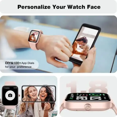 Fitpolo ayollar uchun aqlli soat, 1,8 dyuymli sensorli ekran, Bluetooth qoʻngʻirogʻi, Alexa oʻrnatilgan, 24/7 yurak urishi, SpO2 monitori, qadamlarni hisoblash, uyquni kuzatish, Android iPhone uchun IP68 suv oʻtkazmaydigan fitnes treker soati - 3