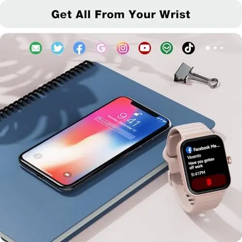Fitpolo ayollar uchun aqlli soat, 1,8 dyuymli sensorli ekran, Bluetooth qoʻngʻirogʻi, Alexa oʻrnatilgan, 24/7 yurak urishi, SpO2 monitori, qadamlarni hisoblash, uyquni kuzatish, Android iPhone uchun IP68 suv oʻtkazmaydigan fitnes treker soati - 7