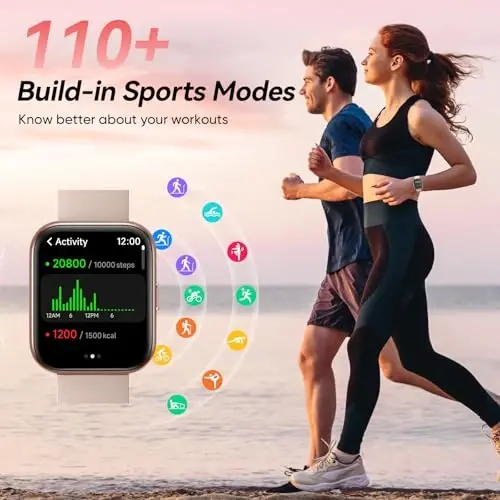 Fitpolo Ayollar uchun Aqlli Soatlar, 1.8'' Alexa o'rnatilgan Fitness Tracker Soati Bluetooth qo'ng'iroqlari bilan, IP68 suv o'tkazmaydigan, Yurak urish tezligi/Uyqu/SpO2 monitori, 110 Sport rejimi Android va iPhone bilan mos keladi 