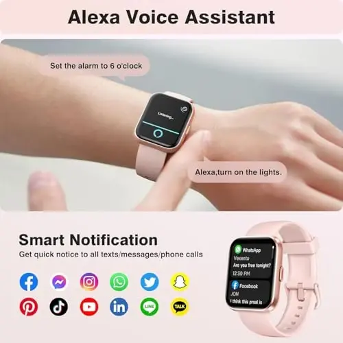 Fitpolo Ayollar uchun Aqlli Soatlar, 1.8'' Alexa o'rnatilgan Fitness Tracker Soati Bluetooth qo'ng'iroqlari bilan, IP68 suv o'tkazmaydigan, Yurak urish tezligi/Uyqu/SpO2 monitori, 110 Sport rejimi Android va iPhone bilan mos keladi - 4
