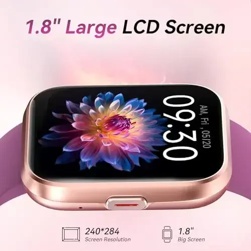 Fitpolo erkaklar/ayollar uchun aqlli soatlar, 1,8 dyuymli Alexa o'rnatilgan fitnes treker soati Bluetooth qo'ng'iroqlari, IP68 suv o'tkazmaydigan, yurak urishi/uyqu/SpO2/Stress monitori, Android va iPhone uchun 110 sport rejimi - 5