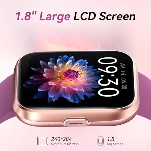 Fitpolo erkaklar/ayollar uchun aqlli soatlar, 1,8 dyuymli Alexa o'rnatilgan fitnes treker soati Bluetooth qo'ng'iroqlari, IP68 suv o'tkazmaydigan, yurak urishi/uyqu/SpO2/Stress monitori, Android va iPhone uchun 110 sport rejimi - 5